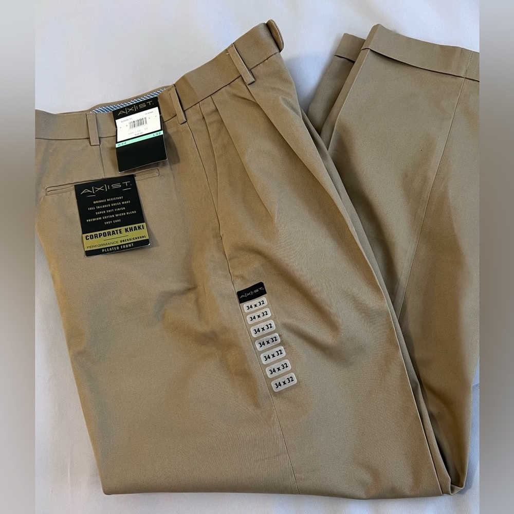 Axist Mens Dress Pants - Corporate Khaki (34Wx 32)‎ Cotton Blend - Khaki - New
